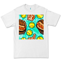 White softball glove and hotdog seamless pattern Premium Tee - BundleAndBundleShop