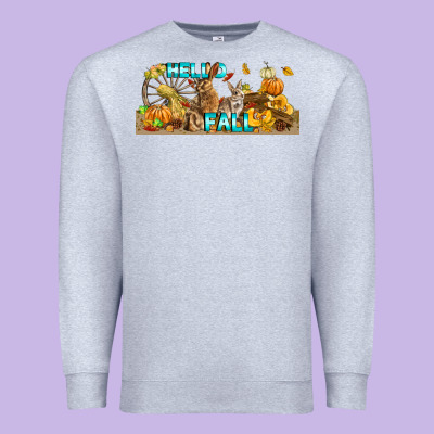 Hello Fall Rabbit Premium Sweatshirt Designed By Lillyallendesigns