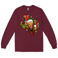Burgundy christmas texas highland cow Long Sleeve Tee - Jasminsmagicworld