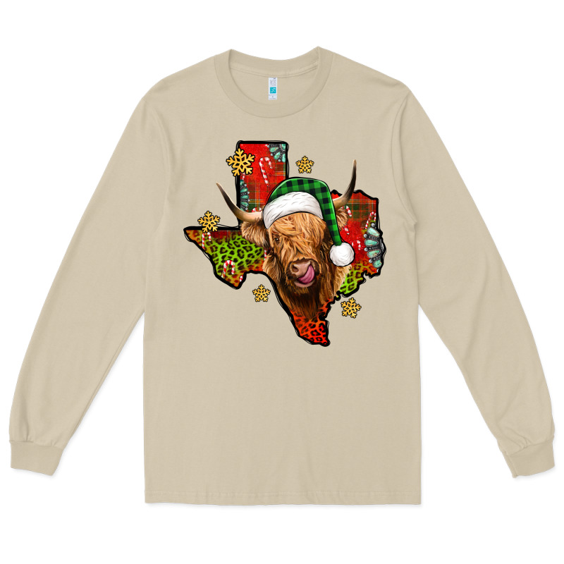 Christmas Texas Highland Cow Long Sleeve Tee by Jasminsmagicworld | Teevron