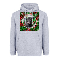 Heather Grey christmas black angus cow Heavyweight Hoodie - LillyAllenDesigns