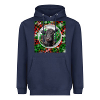 Navy christmas black angus cow Heavyweight Hoodie - LillyAllenDesigns