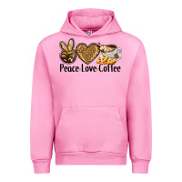 Fuchsia Pink peace love coffee Urban Hoodie - BarkalooDesign