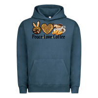 Pigment Midnight Navy peace love coffee Urban Hoodie - BarkalooDesign