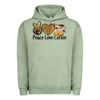 Pigment Oil Green peace love coffee Urban Hoodie - BarkalooDesign
