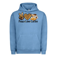 Pigment Pebble Blue peace love coffee Urban Hoodie - BarkalooDesign