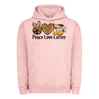 Pigment Salmon peace love coffee Urban Hoodie - BarkalooDesign