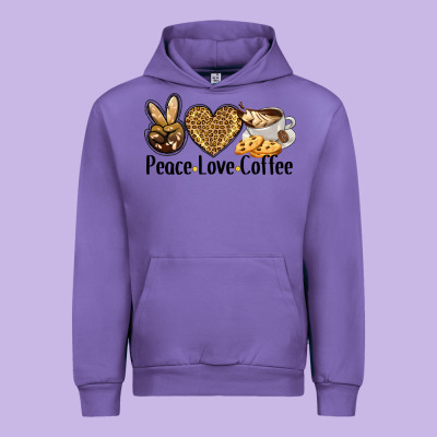 Peace Love Coffee Urban Hoodie Designed By Barkaloodesign