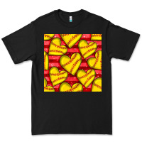 Black softball hearts seamless pattern Premium Tee - BundleAndBundleShop