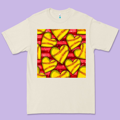 Softball Hearts Seamless Pattern Premium Tee Designed By Bundleandbundleshop