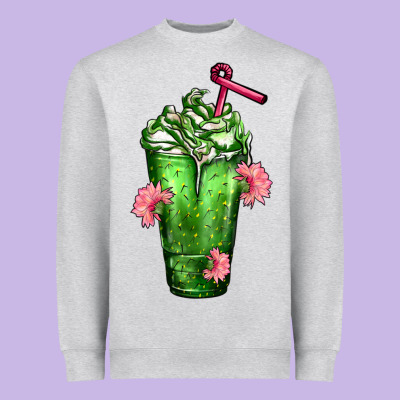 Western Cactus Cold Frappe Heavyweight Sweatshirt Designed By Fadigitalartstudio