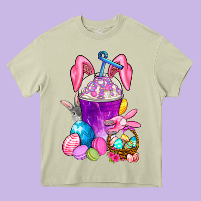 Happy Easter Coffee Cup Heavy Core Tee Designed By Nancycooperartshop