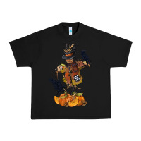 Black Scarecrow with Pumpkin Urban Heavy Tee - texasbilliewilder