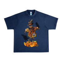 Navy Scarecrow with Pumpkin Urban Heavy Tee - texasbilliewilder