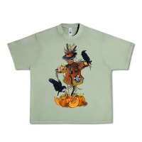 Oil Green Scarecrow with Pumpkin Urban Heavy Tee - texasbilliewilder