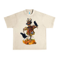 Sandshell Scarecrow with Pumpkin Urban Heavy Tee - texasbilliewilder