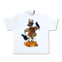 White Scarecrow with Pumpkin Urban Heavy Tee - texasbilliewilder