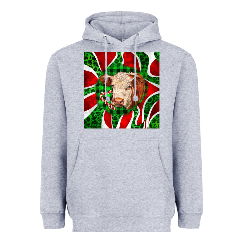 Christmas Hereford Cow Face Heavyweight Hoodie by LillyAllenDesigns | Teevron