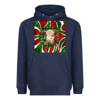 Navy christmas hereford cow face Heavyweight Hoodie - LillyAllenDesigns