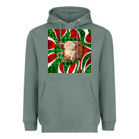 Sage christmas hereford cow face Heavyweight Hoodie - LillyAllenDesigns