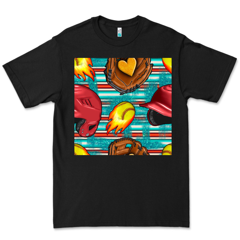 Softball Helmet And Glove With Serape Seamless Pattern Premium Tee by BundleAndBundleShop | Teevron