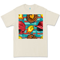 Bone softball helmet and glove with serape seamless pattern Premium Tee - BundleAndBundleShop