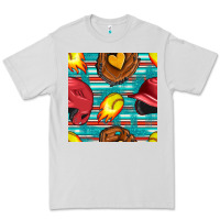 Dove Grey softball helmet and glove with serape seamless pattern Premium Tee - BundleAndBundleShop