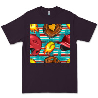 Plum softball helmet and glove with serape seamless pattern Premium Tee - BundleAndBundleShop