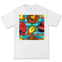 White softball helmet and glove with serape seamless pattern Premium Tee - BundleAndBundleShop