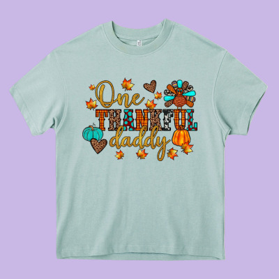 One Thankful Daddy Heavy Core Tee Designed By Jahusdesignshop