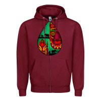 Burgundy african masks teardrop  3 Zipper Hoodie - BundleAndBundleShop