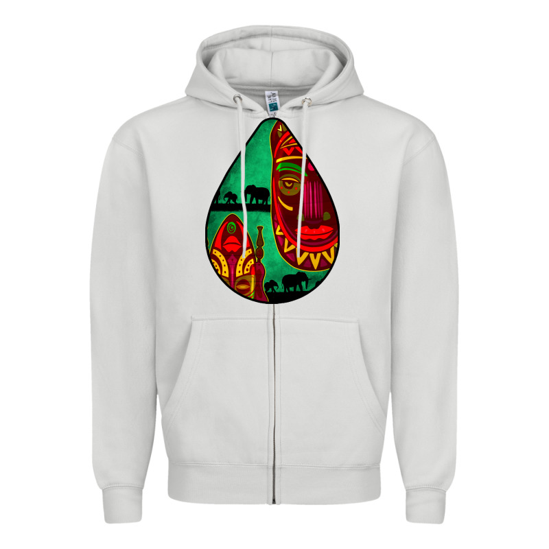 African Masks Teardrop  3 Zipper Hoodie by BundleAndBundleShop | Teevron