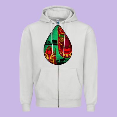African Masks Teardrop  3 Zipper Hoodie Designed By Bundleandbundleshop
