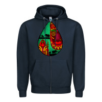 Navy african masks teardrop  3 Zipper Hoodie - BundleAndBundleShop