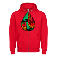 Red african masks teardrop  3 Zipper Hoodie - BundleAndBundleShop