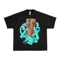 Black Ovarian Cancer diva teal ribbon Urban Heavy Tee - NancyCooperArtShop