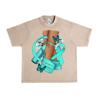 French Oak Ovarian Cancer diva teal ribbon Urban Heavy Tee - NancyCooperArtShop