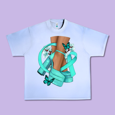 Ovarian Cancer Diva Teal Ribbon Urban Heavy Tee Designed By Nancycooperartshop