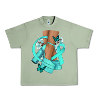 Oil Green Ovarian Cancer diva teal ribbon Urban Heavy Tee - NancyCooperArtShop