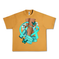 Peanut Butter Ovarian Cancer diva teal ribbon Urban Heavy Tee - NancyCooperArtShop