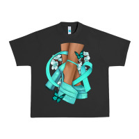 Pigment Black Ovarian Cancer diva teal ribbon Urban Heavy Tee - NancyCooperArtShop