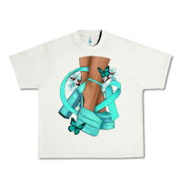 Pistachio Ovarian Cancer diva teal ribbon Urban Heavy Tee - NancyCooperArtShop