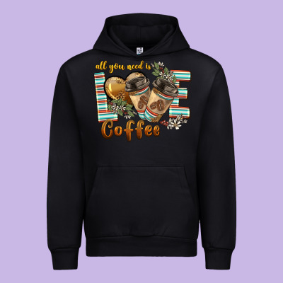 All You Need Is Love Coffee Urban Hoodie Designed By Barkaloodesign