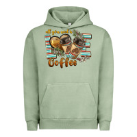 Pigment Oil Green all you need is love coffee Urban Hoodie - BarkalooDesign