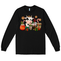 Black cow coffee cups christmas Long Sleeve Tee - CowGirlArtShop