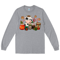 Heather Grey cow coffee cups christmas Long Sleeve Tee - CowGirlArtShop