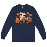 Navy cow coffee cups christmas Long Sleeve Tee - CowGirlArtShop