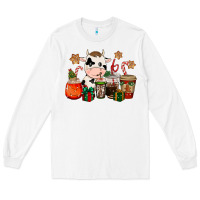 White cow coffee cups christmas Long Sleeve Tee - CowGirlArtShop