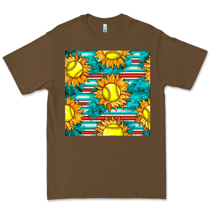 Softball Sunflowers With Serape Seamless Pattern Premium Tee by BundleAndBundleShop | Teevron