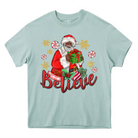 Believe Black Santa Christmas Heavy Core Tee | Teevron